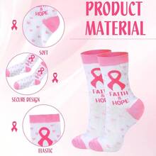 Breast Cancer Awareness Socks Bulk Soft Pink Ribbon Breast Cancer Gifts Women Sport Cheer Accessories - 48 - Xem 3
