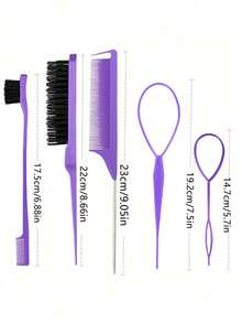 7pcs/6pcs/5pcs/4pcs/2pcs/1pc Square Comb Spray Bottle Set, Cartoon Iron Tower Printing Anti-Static Plastic Comb, Portable Pattern Hair Pulling Needle, High-Pressure Atomization Spray Bottle, Suitable For Girls, Ordinary Hair, Durable ABS Handle, Lovely Square Design, Hairdressing Tool Set ,Hair Styling Tools ,Hair Styling Kit