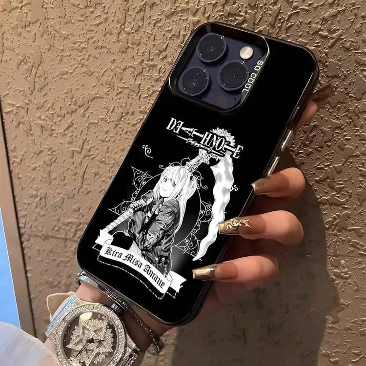 Funda para teléfono Misa D-Death N-Note compatible con  16,15,14,13,12,11,Pro,XS,Max,Plus,Mini,SE, cubierta negra mate a prueba de golpes, compatible con funda de  17, funda de  17 Pro, funda de  17 Pro Max - z2 - Añade 9