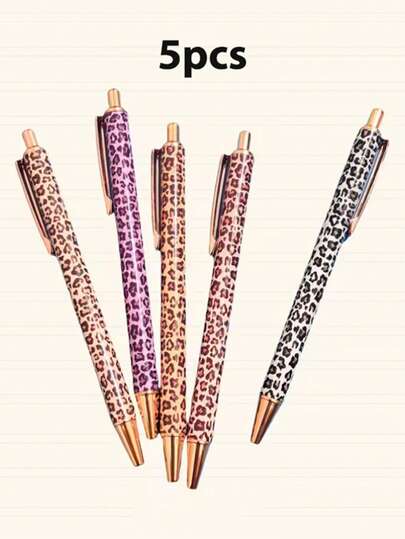 1pc Multicolor Leopard Print Ballpoint Pen | Neutral Pen, Signature Pen, Large Leopard Print, Small Leopard Print, New Leopard Print, Cute Girl Style, Embossed Colorful Metallic Pen