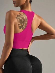 Yefecy Women's High Impact Seamless Padded Sports Bra, Suitable For Yoga, Fitness, Running And Workout Spring - Màu Hồng Tươi - Xem 2