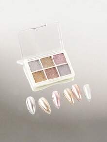 Una scatola di 6 colori con 3 bastoncini di cotone inclusi. La polvere specchio per arte di unghie è fine e non vola