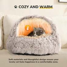 1pc,Cat Beds For Indoor Cats Washable, Cozy Cat Cave Bed, Non-Slip Cat Beds, Calming Dog Bed With Hooded Cover, Dog Bed With Cover For Small Medium Pets (Coffee)