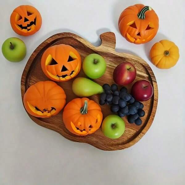 Tabla de cortar de madera con forma de calabaza, adecuada para la decoración de la cocina, decoración de Halloween, tabla multifuncional para queso y chacinería para carne, verduras, regalos, apta para fiestas de Halloween, decoración otoñal del hogar