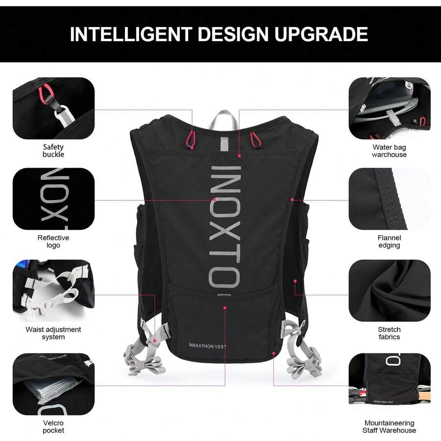 INOXTO Mochila con Chaleco de hidratación para Correr, Paquete Aislado Ligero con Bolsa de Agua de 1.5 L para Senderismo, Senderismo, Correr, Ciclismo, Carreras, maratón para Mujeres, Hombres y niños PVBF - 588naranja - Ver 1