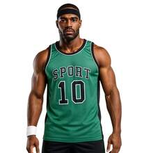 BASKETBALL TANK TOP SPORTS EVERYDAY WORKOUT RUNNING BODYBUILDING HD - Sport Verde - View 1