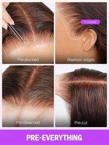 MEGALOOK Dark Brown With Highlights Jerry Curly With Finger Coil Ends - 13x6 Three-Go™ Glueless Wigs Drawstring Cap 100% Human Hair Ear-To-Ear Lace Front Wig Pre-Cut Lace Glueless Wig Natural Hairline Curly Wig - S4/30 - View 6