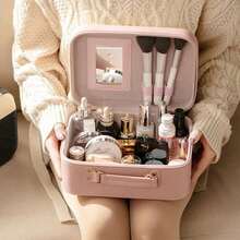 Estuche De Cosméticos Espaciosa Con Espejo Pequeño - Rosa - Ver 7