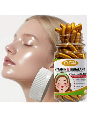 Cápsula de esencia hidratante profunda con vitamina E, esencia hidratante profunda y aclarante de la piel (0.4g x 90 cápsulas)/Botella - 1 Botella