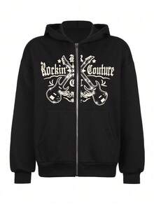 Sudadera con capucha retro de los 90 para mujer DEAR MOLLY, sudadera con cremallera de manga larga con estilo callejero de otoño, sudadera holgada con capucha gótica, sudaderas casuales de rock Y2K para mujer