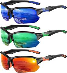 ¡RecomendadoGafas de Sol Deportivas Polarizadas Hombre y Mujer,Gafas Deportivas Ciclismo,Protección UV400,Adecuadas Senderismo,Deportes,Pesca,Ciclismo,Etc¡Top de Temporada - Azul oscuro + Verde + Naranja - Ver 9