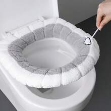 1pc Thickened Toilet Seat Cover, Pull-Out Toilet Seat Cover, Knitted Warm Universal Toilet Seat Cover, Washable Toilet Seat Cover, Skin-Friendly Comfortable Fabric, Plush Toilet Seat Cover For All Seasons, Suitable For Autumn/Winter Home Use - Multicolor - View 3