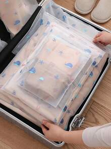 1/10PCS Whale Print Travel Storage Bag, Transparent PVC Clothes Sorting Bag, Waterproof Zipper Underwear Packing Bag,Transparent Sealed Underwear Organizer, Travel Luggage Packing Pouch