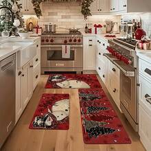 1/2/3 buah Keset Lantai Dapur Tebal 0,47 inci/1,2 cm Motif Pohon Natal & Manusia Salju - Anti Selip, Karpet Tahan Minyak untuk Dapur, Ruang Tamu, Ruang Cuci, Kamar Mandi - Tahan Noda, Tahan Air, Cocok Sebagai Keset Pintu, Dekorasi Ruangan, Mudah Dibersihkan, Anti Lelah - MultiWarna - View 4