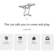 Resin Cat Decorative Tray Figurine Enchanting Dancing Funny Statue For Home Bedroom Office Entrance Table Decor Sculpture For Candy Snacks Key Gadgets Storage Gray