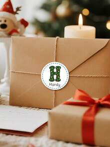 54-540 piezas Pegatinas personalizadas para vacaciones, pegatinas navideñas personalizadas, pegatinas de etiquetas con nombre personalizadas, pegatinas personalizables para niños, decoraciones navideñas, regalos de Navidad, decoraciones para fiestas, patrón de alfabeto navideño, Navidad, pegatinas redondas, sobres, invitaciones, tazas, niños, niño, niña, familia, mamá - Estilo B - Ver 4