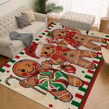 Set Keset Dapur Natal 1/2/3 Buah Tebal 0,47 Inci/1,2 Cm - Dekorasi Natal, Desain Pola Manusia Kue Jahe & Permen, Alas Busa Memori Anti Selip, Ideal Untuk Dapur, Kantor Rumah, Ruang Cuci, Dekorasi Kamar Mandi - MultiWarna - View 15