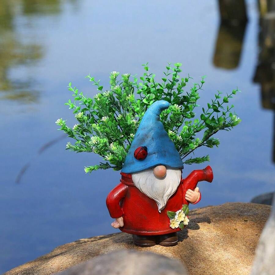 Gnome pitic ghiveci de flori acasă grădină vază în aer liber decor desene animate pitic rășină artizanat decorativ