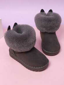 时尚休闲儿童雪地靴，适合幼儿/小孩/大童，保暖内衬，适合男孩和女孩 - 灰色 - 查看 5