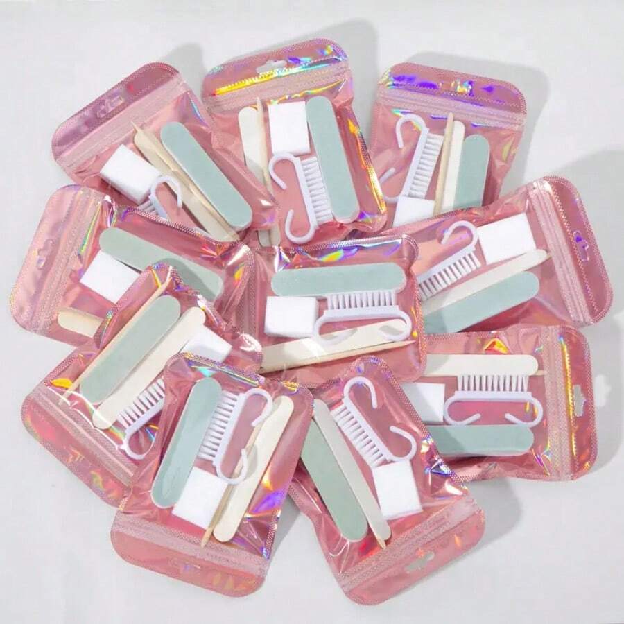 1pack ,Manicure And Pedicure Set, Mini Nail File And Orange Nail Stick Set, Double-Sided Nail File, Wooden Cuticle Pusher, Nail Cleaning Tools, Nail Stick, Nail Art Brush,Nail Tech Supplies For DIY Nail Polishing Care