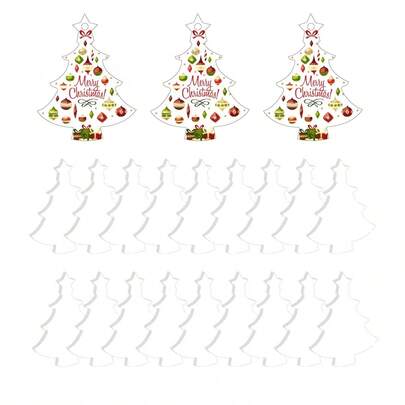 30pcs/50pcs/100pcs Transparent Blank Acrylic Christmas Tree Shaped Ornament Pieces For DIY Crafts, Hanging Decorations, Christmas Tree Decor, Home Party