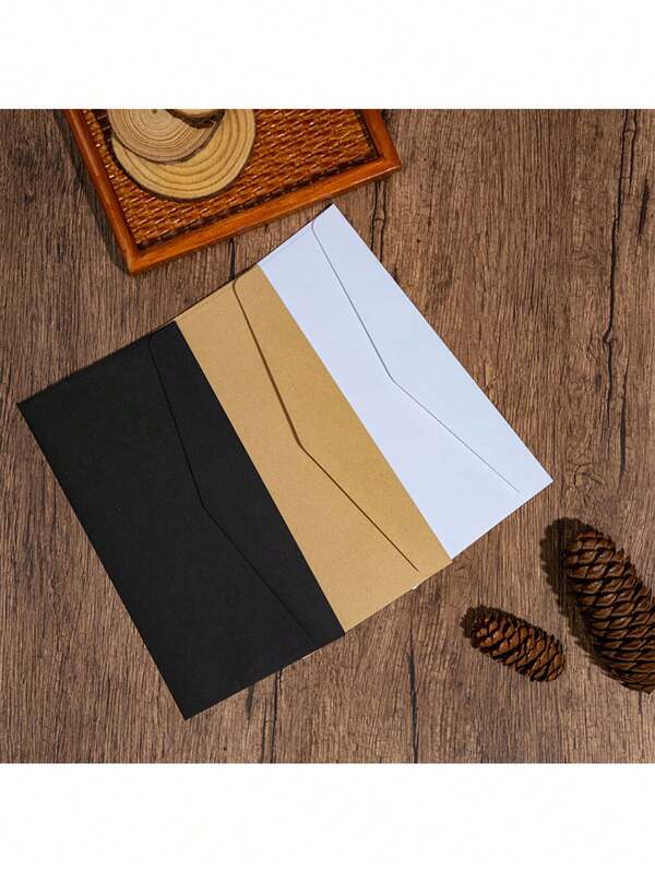 40pcs, Solid Color Envelope, Retro Simple Triangular Flip Design, Invitation Envelope, Very Suitable For Weddings, Anniversaries, Ceremony Parties Invitation Envelopes, 8.66-4.33 Inches