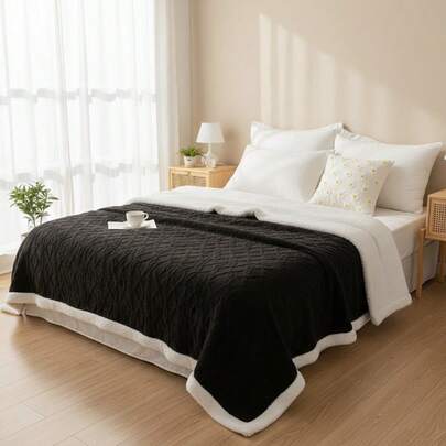 Manta com Sherpa Glamour Casal Liso super Luxo Promoção Cobertor grosso