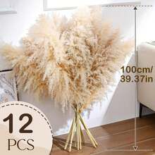 10/15/20 Bunches 39 Inch Tall Fluffy Natural Pampas Grass Bundles - Bohemian Farmhouse Wedding Arch & Home Decor, Christmas/Valentine's DIY Vase Filler, Living Room/Bedroom/Party Decoration, Floral Arrangement, Gift Wrapping, Shedless (Container Not Included) - Multicolor - View 18