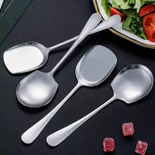 1 pieza Cuchara redonda de acero inoxidable durable, cuchara para ensalada, cuchara de servir para bufé, adecuada para hotel, restaurante, cafetería, utensilios de cocina