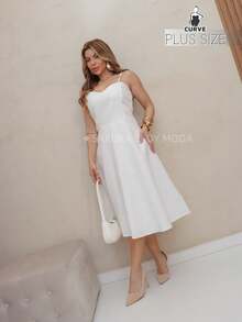 SAKURA LADY FASHION [G1-44] [G2-46] [G3-48] Long Midi Dress, Social Tailoring With Adjustable Straps, Party Wedding Dress, Elegant Women's Dresses, Dress, White, Summer, Light Tailoring, Comfort And Elegance, Best Quality, Christmas Women's Clothing - 白色 - 查看 3