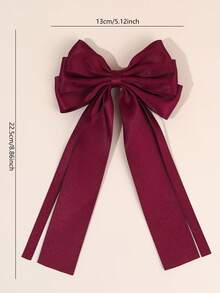 1 دبوس شعر فيونكة ذيل طويل من الساتان للبنات، فيونكة شعر أنيقة بلون صلب مناسبة للاحتفالات والحفلات العائلية والاستخدام اليومي والعطلات، هدية للبنات المراهقات، إكسسوار شعر فينتاج