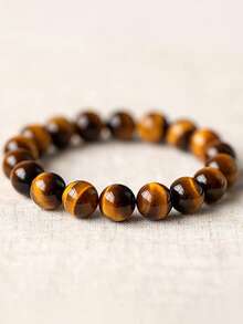 1入組自然虎眼串珠手鏈,手工瑜伽活力手環,時尚休閒首飾類禮品 - 棕色 - 查看 12