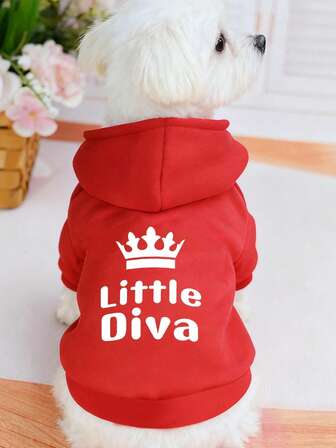 1pc Red Pet Sweatshirt, Warm Thermal Lining Pet Clothes For Autumn/Winter, Suitable For Teddy, Poodle, Small Dogs, British Shorthair Cats, Anti-Shedding