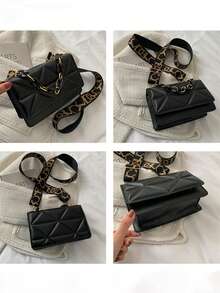 1 套高级时尚压花斜挎包、翻盖单肩包、女士休闲手提包和钱包 - 彩色 - 查看 8