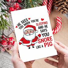 1pc Funny Santa Claus Greeting Card (With Envelope) - "He'll Be Watching You While You Sleep" Humorous Holiday Greeting Card, Christmas And New Year Greeting Card - Unique Holiday Humor For Anyone - Multicolor - View 5