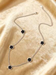MONALLY 1 pieza Collar colgante con diseño de trébol de cinco hojas de la suerte, material de acero inoxidable, joyería para mujer, regalo sorpresa para novia, hija en el Día de San Valentín, cumpleaños, Día de la Madre - collar colgante - Ver 4