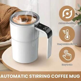 自动搅拌杯带盖，自搅拌杯，可充电，适用于咖啡、茶、热巧克力（白色），水瓶，亮色水瓶，咖啡术语，保温壶，Ovara水瓶，Ovara咖啡水瓶，保温壶，健身水瓶，健身房水瓶，保温水瓶