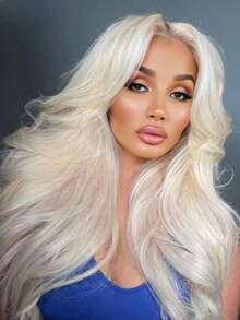 Platinum White Body Wave Lace Front Wigs Human Hair For Women 250 Density Glueless Wigs Human Hair Pre Plucked Bleached Knots 13x6 HD Transparent Brazilian Remy White Colored Wig Water Wave Human Hair Wig With Baby Hair - 米色 - 查看 1