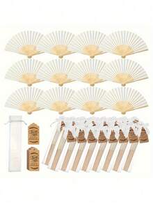 Set de 3/15/30 piezas, Abanico plegable de madera rosa con bolsa de regalo y tarjeta de agradecimiento, Tarjetas de agradecimiento, Abanico plegable de bambú para novia, Decoraciones para fiesta individual, boda y despedida de soltera, Regalos para damas de honor y decoraciones de boda, Regalos de boda perfectos, Decoración de boda, Muy adecuado para fiestas y eventos, Accesorios de verano perfectos, Abanico plegable para mujer