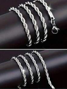 Collar de cadena retorcida de acero inoxidable para hombres, estilo hip hop