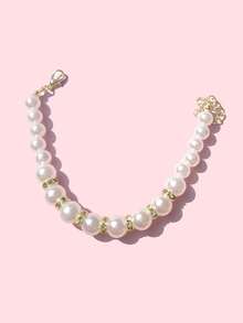 Pet Pearl Necklace, Rhinestone & Pearl Collar For Cats And Dogs, Fashion Accessories - Gold - View 8