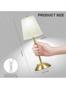 1 pieza Lámpara LED portátil inalámbrica para mesita de noche, control táctil, recargable por USB, 3 colores ajustables, luz de protección ocular, adecuada para estudio, dormitorio, sala de estar, comedor, cafetería, hotel y otra iluminación decorativa ambiental, 2 colores disponibles - Varios - Ver 5