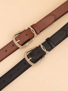 2pcs Gold Metal Buckle/Fashionable Y2K Versatile Women's 2.8" Wide PU Leather Belt, Suitable For Dresses, Mother's Day Gift