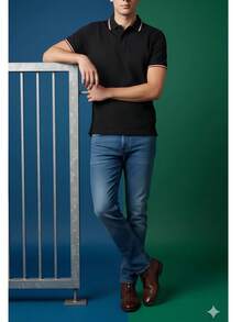PLAYERA TIPO POLO DE CORTE SLIM EN COLOR NEGRA ESPECIAL PARA ESOS DIAS QUE NO SABES QUE PONERTE - Negro - Ver 3