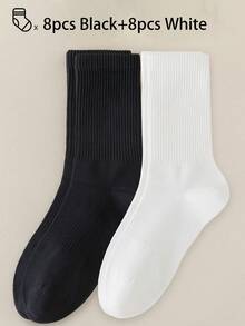 40 piezas/30 piezas/24 piezas Calcetines deportivos cómodos unisex, calcetines largos para hombres, adecuados para deportes y entrenamiento, calcetines largos para mujeres, uso casual y de negocios, antibacterianos, suaves, negros y blancos, resistentes al olor, transpirables, suaves y ligeros, adecuados para otoño/invierno, 20 piezas/10 piezas/8 piezas/6 piezas/4 piezas/2 piezas, otoño