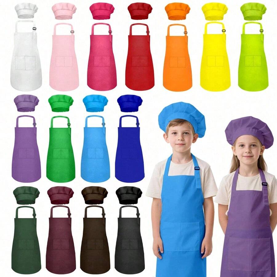 2Pcs/Set Toddler Art Smock With Hat - Kids Long Sleeve Waterproof Painting Apron For Mess-Free Painting, DIY Crafts & Play - Multicolor - View 1