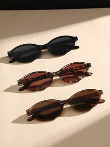 3pcs Geometric Plastic Full Frame Multicolor Leopard Retro Personalized Women Fashion Glasses For Holiday Gift Street Snap Tropical Beach Vacay Going Out Outfit Appointment Outfits Fashion Accessories ,Back To School,Preppy Style,School Look