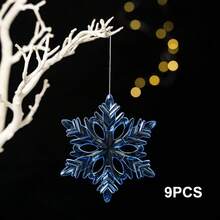 亚克力雪花挂饰 3 种款式水晶透明塑料圣诞树吊坠适用于圣诞节冬季雪景主题 DIY 装饰、新年派对、节日装饰、家居装饰