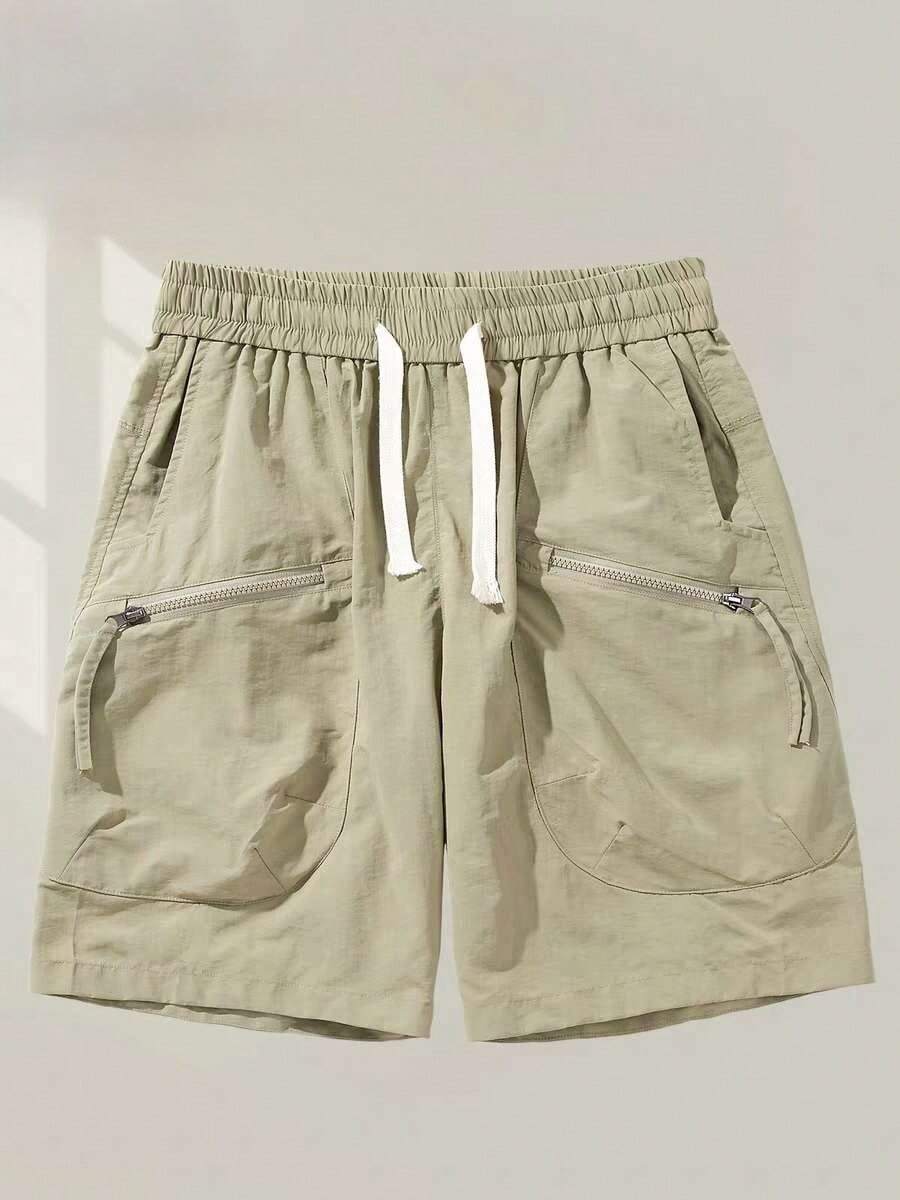 Men's Cargo Shorts With Multiple Pockets, Zipper And Quick-Drying Pants, Thin And Wear-Resistant - Màu Khaki - Xem 1