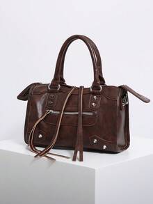 1个女士摩托车造型枕形包，时尚便携粉色单肩斜挎包，2025新款上市，除臭说明：放置于通风处1-3天以散去材质气味。 - 咖啡 - 查看 8